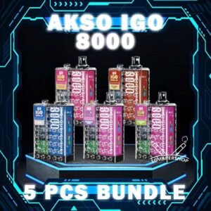 5PCS AKSO IGO 8000 DISPOSABLE BUNDLE - SG VAPER SHOP The 5PCS AKSO IGO 8000 DISPOSABLE BUNDLE Package include : 5 x AKSO IGO 8K PUFFS 1 x Free Gift Free Delivery Akso IGO 8000 disposable vape is a high-capacity device designed for an extended vaping experience.Beside, the device comes pre-filled with 15ml of e-liquid, which is available in a range of delicious flavors and nicotine strengths. Akso IGO features an ergonomic design that is comfortable to hold and use. It mouthpiece is designed to enhance the vaping experience, and the device is draw activated, making it easy to use . Akso IGO 8000 puffs is portable, making it easy to carry in a pocket .Its compact design does not compromise on performance, deliver smooth vapor production with every puff. Specification : Nicotine : 50mg (5%) Approx : 8000 puffs Capacity : 15ml Adjustable Airflow Rechargeable Battery 650mAh (Type C Port) ⚠️AKSO IGO 8000 FLAVOUR LINE UP⚠️ Aloe Grape Apple Yakult Blackcurrant Ice Caramel Cookies Caramel Mocha Freezy Cola Guava Honeydew Lychee Rose Mango Ice Mango Peach Mix Berries Nutty Tobacco Passion Fruit Yakult Rootbeer Rootbeer Float Strawberry Cheese Strawberry Ice Cream Strawberry Kiwi Strawberry Yakult Vanilla Milk Watermelon Ice Yakult Coffee Hazelnut Creme Brulee Get Akso Disposable Collection Now . SG VAPE COD SAME DAY DELIVERY , CASH ON DELIVERY ONLY. TAKE BULK ORDER /MORE ORDER PLS CONTACT ME : SGVAPERSHOP VIEW OUR DAILY NEWS INFORMATION VAPE : TELEGRAM CHANNEL