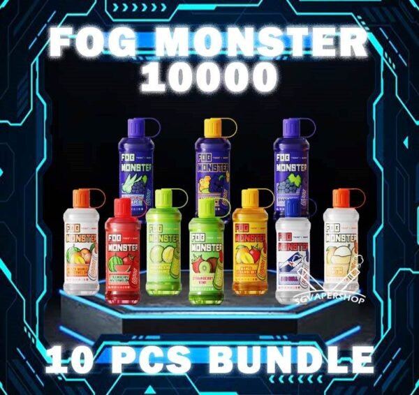 10PCS FOG MONSTER 10000 DISPOSABLE BUNDLE The 10PCS FOG MONSTER 10000 DISPOSABLE BUNDLE Package include : 10 x FOG MONSTER 10K PUFFS DISPOSABLE 1 x Free Gift Free Delivery Fog monster 10000 disposable vape is rechargeable device with 10000 puffs. With a unique sealed fresh-keeping design, can bring the freshest taste with every single puff. Fog monster is specially formulated to satisfied SG users taste buds with rich aroma taste. Moreover, the mouth cap design makes vaper love this device. Specification : Puff : 10000 Puffs Volume : 17ML Charging : Rechargeable with Type C Coil : Mesh Coil Fully Charged Time : 20mins Nicotine Strength : 5% ⚠️FOG MONSTER 10000 FLAVOUR LINE UP⚠️ Musang King Durian Mint Chewing Gum Aloe Vera Grape Blackcurrant Honeydew Grape Bomb Jasmine Green Tea Taro Ice Cream Ice Lemon Tea Sirap Bandung Peach Mango Watermelon Long Jing Tea Yokult Redbull Redbull Yokult Mango Strawberry Strawberry Kiwi Mango Melon Strawberry Watermelon Passion Fruit Yakult Caramel Popcorn Russian Cream SG VAPE COD SAME DAY DELIVERY , CASH ON DELIVERY ONLY. TAKE BULK ORDER /MORE ORDER PLS CONTACT ME : SGVAPERSHOP VIEW OUR DAILY NEWS INFORMATION VAPE : TELEGRAM CHANNEL