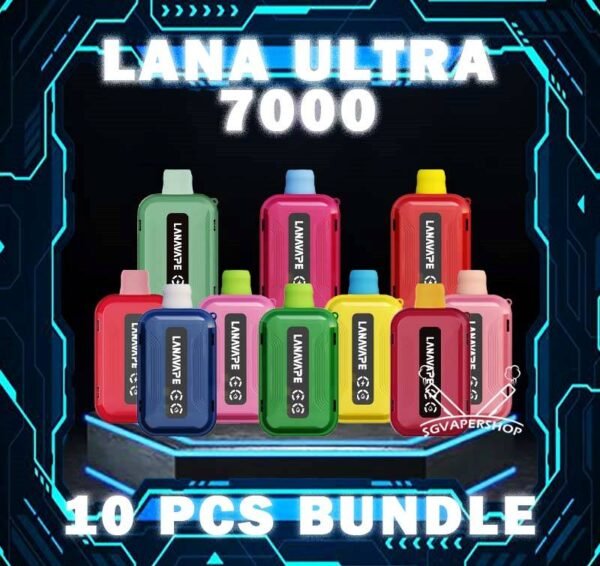 10PCS LANA ULTRA 7000 DISPOSABLE BUNDLE - SG VAPER SHOP The 10PCS LANA ULTRA 7000 DISPOSABLE BUNDLE Package include : 10 x LANA ULTRA 7K PUFFS 1 x Free Gift Free Delivery The LANA Ultra 7000 Puffs disposable vape is a vaporizer that contains 3% nicotine. This disposable device is designed to provide users with the best quality vapor possible, making it an excellent choice for those who enjoy nicotine. This device was specifically created to offer a superior experience for nicotine enthusiasts and can enhance your buzz for a significant amount of time. lt's featured an intelligent LED display shows the battery life and eliquid indicator. The battery life is shown in a percentage. The e-Liquid indicator is shown as a waterdrop let with lines in it. It is with mesh coil. These devices use a heating element that has mesh material, creating a larger surface area for the e-liquid to contact and heat up evenly. The LANA Ultra 7000 Puffs disposable vape with strong flavors that outlast the competition. Specifition :  Nicotine 30mg (3%) Approx. 7000 puffs Capacity 10ml Rechargeable Battery 550mAh Charging Port: Type-C ⚠️LANA ULTRA 7000 DISPOSABLE FLAVOUR LINE UP⚠️ Chilled Watermelon Cool Lychee Cool Sarsi Double Mint Dongding Oolong Tea Grape Ribena Honey Grape Jasmine Longjing Tea Lemon Cola Lemon Grapefruit Mango Yakult Mixed Berries Mung Bean Ice Peach Oolong Sea Salt Lemon Super Passion Fruit Strawberry Kiwi Strawberry Watermelon Tieguanyin Tea Ultra Freeze SG VAPE COD SAME DAY DELIVERY , CASH ON DELIVERY ONLY. TAKE BULK ORDER /MORE ORDER PLS CONTACT ME : SGVAPERSHOP VIEW OUR DAILY NEWS INFORMATION VAPE : TELEGRAM CHANNEL