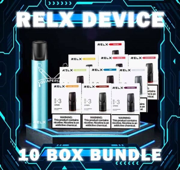 RELX DEVICE BUNDLE 195 - SG VAPER SHOP The RELX DEVICE BUNDLE 195 Package include : 1x Device 10x Pod Flavour (3pcs Per Pack) The RELX CLASSIC DEVICE features a 350mAH for long lasting everyday vaping and a massive 2.0ml capacity for its pre-filled nicotine salt e-juice pods that lasts approximately 650 puffs.  pods come in wide range of flavors to choose from currently over 10+ flavors and counting. The RELX CLASSIC DEVICE throat hits of Relx pods are solid with no scratchy feelings. If you are a heavy smoker, you might opt for the 5% nicotine instead of 3%. The RELX Difference RELX combines cutting edge, next generation vaping technology with stylish, minimalist designs to give you products that are more elegant and sophisticated than you can find in any other online vapor store. Vape Singapore Ready Stock on same day delivery , Get it Now! ⚠️RELX CLASSIC DEVICE COLOR LINE UP⚠️ Classic Black Gold Shades Gold Twilight Navy Blue Power Red Purple Ocean Sky Blue Tifanny Blue Space Grey ⚠️RELX CLASSIC POD FLAVOUR LINE UP⚠️ Classic Tobacco 5% Cool Mint 5% Coke Grape Green Bean Honeydew Icy Slush Passion Fruit Peach Oolong Watermelon Strawberry Burst Jasmine Green Tea (Ice) Tie Guan Yin Tea (Ice) SG VAPE COD SAME DAY DELIVERY , CASH ON DELIVERY ONLY. TAKE BULK ORDER /MORE ORDER PLS CONTACT ME : SGVAPERSHOP VIEW OUR DAILY NEWS INFORMATION VAPE : TELEGRAM CHANNEL