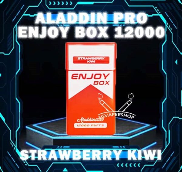 ALADDIN PRO ENJOY BOX 12000 DISPOSABLE The ALADDIN PRO ENJOY BOX 12000 puffs , in our Vape Singapore Ready Stock , get it now with us and same day delivery ! Enjoy delicious vaping experience  The ALADDIN Enjoy Box 12k Puffs! Design in a sleek cigarette box style design with a cap for mouthpiece protection! Enjoy 15+ delightful flavors with 12000 smooth puffs, each bursting with sweet perfection! Specification : Nicotine : 50mg (5%) Approx : 12000 puffs Rechargeable Battery 650mAh Charging Port: Type-C ⚠️ALADDIN PRO ENJOY BOX 12000 FLAVOUR LINE UP⚠️ Energy Drink Guava Hazelnut Coffee Strawberry Mango Honeydew Syrup Bandung Strawberry Blackcurrant Mango Strawberry Kiwi Yakult Strawberry Grape Double Mango Candy Honeydew Yakult Mango Yakult Mango Peach Sour Bubblegum Solero Lime Gummy Bear Grape Lychee Grape Bubblegum Mixed Bubblegum Mango Bubblegum Sakura Grape Strawberry Bubblegum Solero Yakult Solero Ice Cream White Coffee SG VAPE COD SAME DAY DELIVERY , CASH ON DELIVERY ONLY. TAKE BULK ORDER /MORE ORDER PLS CONTACT ME : SGVAPERSHOP VIEW OUR DAILY NEWS INFORMATION VAPE : TELEGRAM CHANNEL
