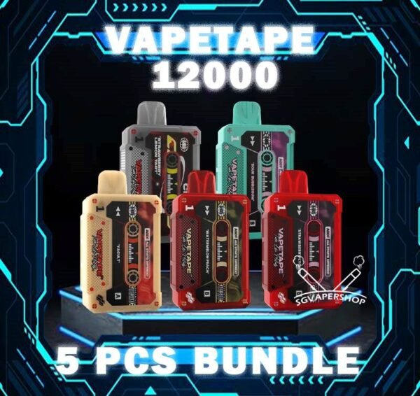 5PCS VAPETAPE 12000 DISPOSABLE BUNDLE - SG VAPER SHOP The 5PCS VAPETAPE 12000 DISPOSABLE BUNDLE Package include : 5 x VAPETAPE 12K PUFFS 1 x Free Gift Free Delivery The Vapetape 12000 Disposable is upgraded device from 8000 puffs. This Product is From ASDF Company also , The Vape tape 12k improve the volume, battery capacity and come with 20 +Plus new flavours. Vape tape 12000 remains classic cassette design which is comfortably in the hand , and the mouthpiece that is shaped to enhance the vaping experience. Discover out signature Double Mango flavor, alongside popular options like Infinity Pod Honeydew Watermelon, Sour Bubblegum , Solero Lime , Watermelon Peach, Gummy Bear, and Strawberry Lemon Tart. For those craving extra sweetness, you can also enjoy Ice Lemon Tea or Red Slurpee flavors. Specification : Nicotine 50mg (5%) Approx. 12000 puffs Mesh Coil Rechargeable Battery Charging Port: Type-C ⚠️VAPETAPE 12000 FLAVOUR LINE UP⚠️ Double Mango Mango Grape Mango Lychee Strawberry Lychee Lychee Blackcurrant Grape Blackcurrant Honeydew Watermelon Pineapple Orange Kiwi Passion Fruit Guava Peach Mixed Berries Lemon Cola Blackcurrant Yakult Gummy Bear Solero Lime Sour Bubblegum Banana Custard Strawberry Lemon Tart Honeydew Blackcurrant Ice Lemon Tea Red Slurpee Grape Bubblegum Yakult Watermelon Peach Peach Lychee SG VAPE COD SAME DAY DELIVERY , CASH ON DELIVERY ONLY. TAKE BULK ORDER /MORE ORDER PLS CONTACT ME : SGVAPERSHOP VIEW OUR DAILY NEWS INFORMATION VAPE : TELEGRAM CHANNEL