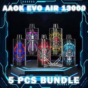 5PCS AAOK EVO AIR 13000 DISPOSABLE BUNDLE - VAPE SINGAPORE SG COD The 5PCS AAOK EVO AIR 13000 BUNDLE Package include : 5 x AAOK EVO AIR 13K PUFFS 1 x Free Gift Free Delivery The AAOK EVO AIR 13K PUFFS DISPOSABLE is a Airjuatable Airflow Vape , Ready stock in vape singapore Sg Vape Cod. Available 10 Flavour line up for you choose. Get it now with SG VAPER SHOP ! ⚠️AAOK EVO AIR 13000 FLAVOUR LINE UP⚠️ Apple Pie Banana Vanilla Custard Candy Guava Mint Grape Apple Ice Oat Milk Pineapple Colada Pear Watermelon Root Beer Sirap Bandung Strawberry Vanilla SG VAPE COD SAME DAY DELIVERY , CASH ON DELIVERY ONLY. TAKE BULK ORDER /MORE ORDER PLS CONTACT ME : SGVAPERSHOP VIEW OUR DAILY NEWS INFORMATION VAPE : TELEGRAM CHANNEL