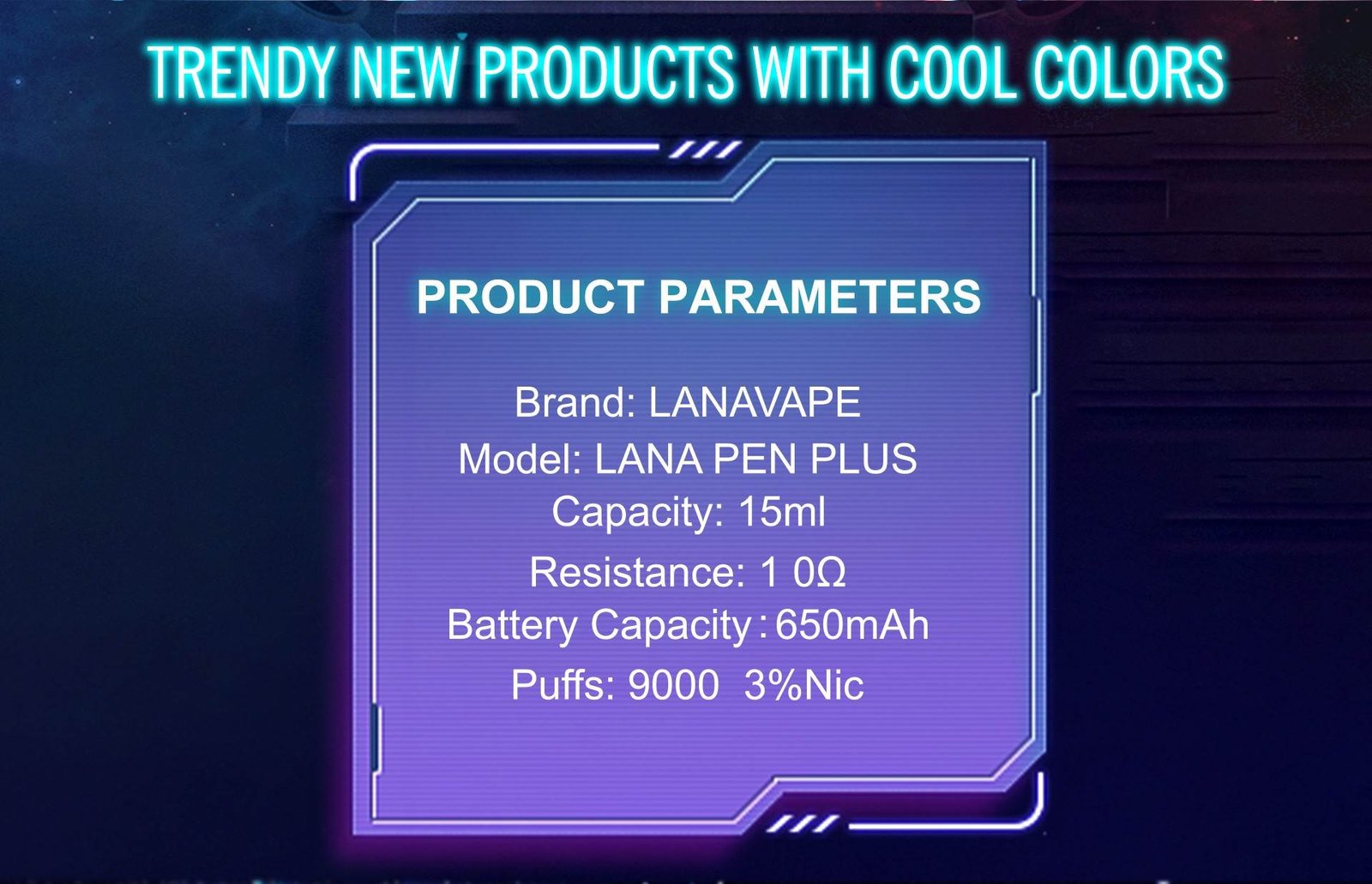 LANA PEN PLUS 9000 PUFFS This vape ready stock at Singapore sg vaper shop now! available 10 plus+ great flavour line up! Mesh Coil with 650 mAh battery, Nicotine contains of 3%, E-liquid 15ML and Rechargeable Type-C design.
